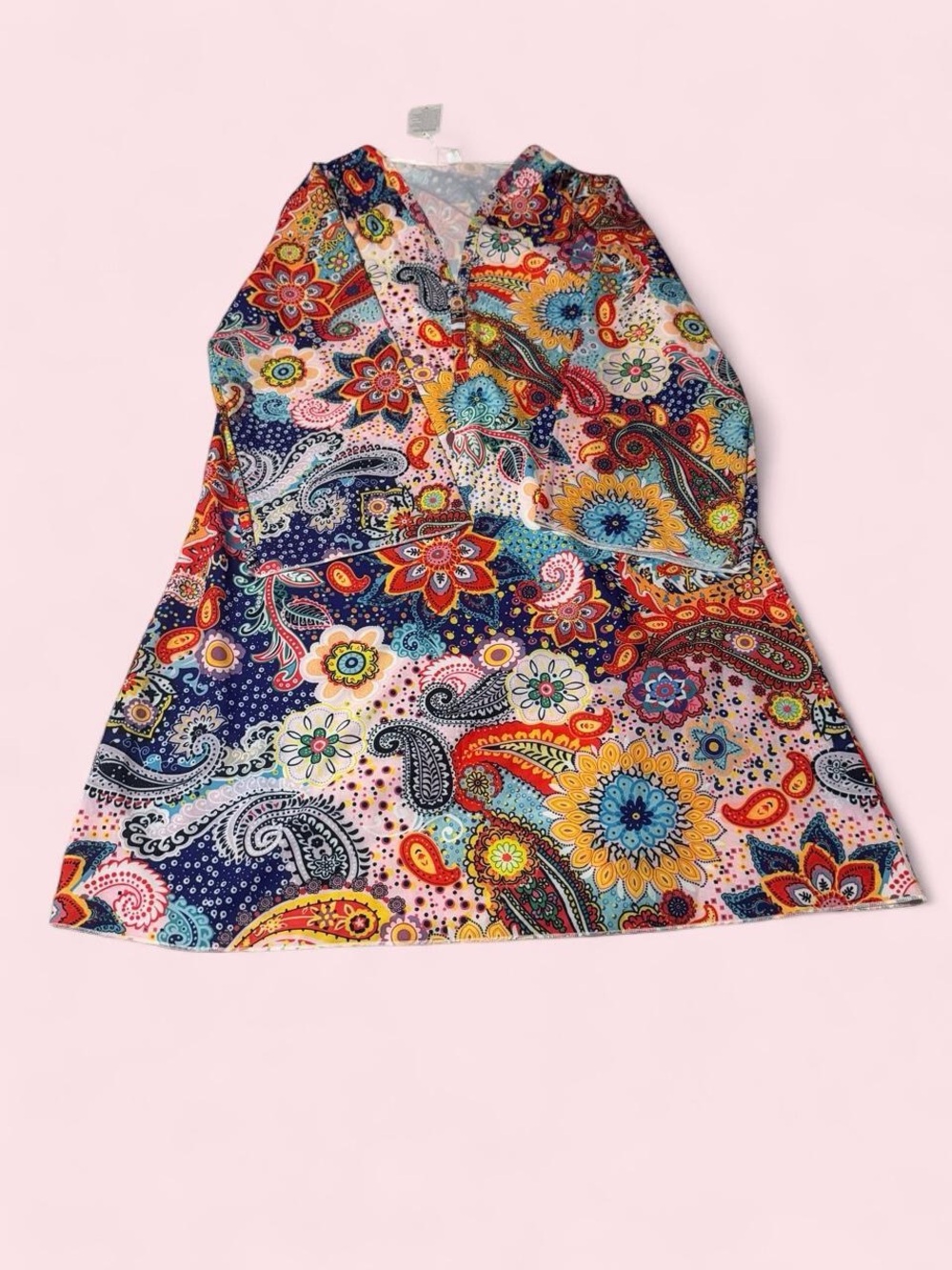 Women’s Multicolor Paisley Midi Dress - Vibrant Floral Print